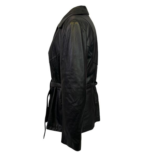 Wilsons Leather Maxima Black Large Thinsulate Belted Button Up Coat - Picture 5 of 10